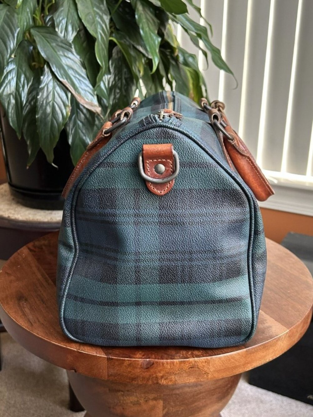 POLO RALPH LAUREN Tartan Plaid Boston Bag, Forest Green, Navy - Picture 6 of 15